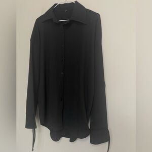 Black Button-Up Shirt - Classic Collared Long Sleeve~ Size Large ~ Business